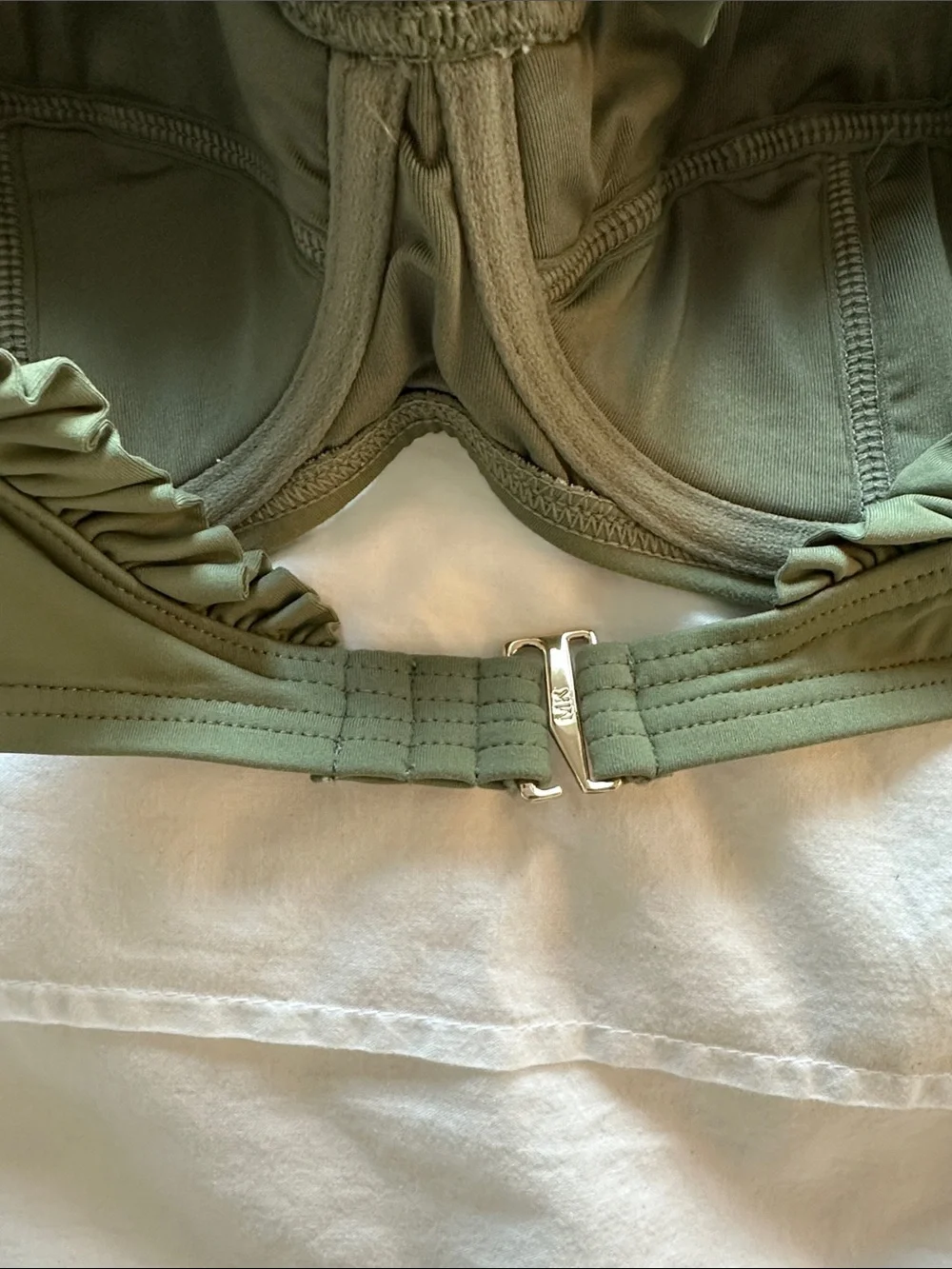 Michael Kors Olive Green Ruffle Bandeau Bikini Set - Women Swim size medium